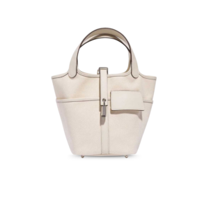Hermes Picotin Lock 18 Pocket Top Handle Bag 7.1in/ 18cm White Silver Hardware For Women