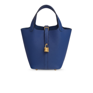 Hermes Picotin Lock 18 Top Handle Bag 7.1in/ 18cm Blue Saphir Gold Hardware For Women