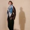 Hermes Tulipomanie Triangle Scarf Bleu Electrique For Women - Image 2