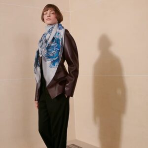 Alternative view of Hermes Tulipomanie Triangle Scarf Bleu Electrique For Women