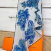 Hermes Tulipomanie Triangle Scarf Bleu Electrique For Women - Image 7