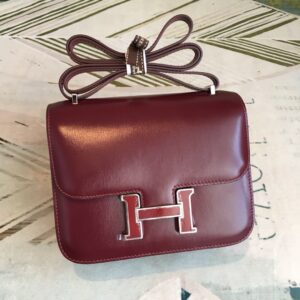 Alternative view of Hermes Constance 18 Crossbody Bag 7.1in/ 18cm Burgundy Swift Leather Silver Hardware For Women