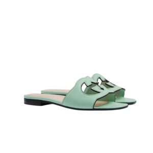 Gucci Interlocking G Cut-Out Sandal Green For Women 694451 US000 4817