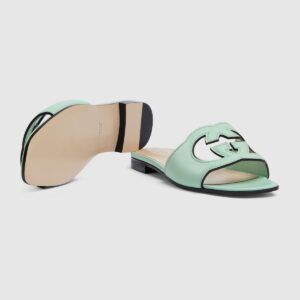 Alternative view of Gucci Interlocking G Cut-Out Sandal Green For Women 694451 US000 4817