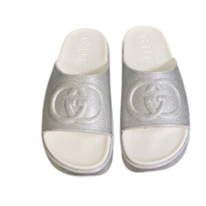 Gucci Interlocking G Slide Sandal Silver For Men