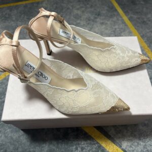 Alternative view of Jimmy Choo Faiz 100 Lace Pumps Beige/ Gold For Women