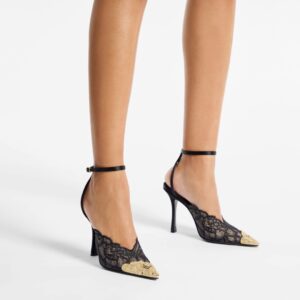 Alternative view of Jimmy Choo Faiz 100 Lace Pumps Black/ Vintage Gold For Women FAIZ100FYZ
