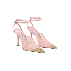 Jimmy Choo Faiz 100 Lace Pumps Rose/ Light Gold For Women FAIZ100FYZ
