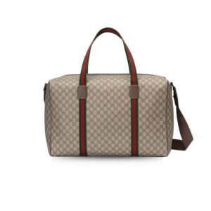 Gucci Large Duffle Bag With Web Beige 20.5 In/ 52 Cm 760152 FACK7 9768