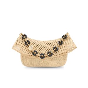 Loewe Ola Medium Shoulder Bag 10in/ 26cm Natural Raffia Gold Hardware For Women 1AP22P22X05