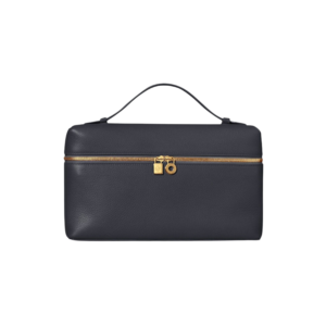 Loro Piana Extra Pocket L27 Top Handle Bag 10.6in/ 27cm Navy Blue Gold Hardware For Women FAN4043 W000