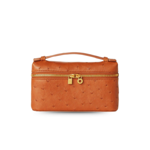 Loro Piana Extra Pocket Mini Pouch Top Handle 5.9in/ 15cm Cognac Gold Hardware For Women FAN9926_E0DA