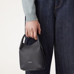 Alternative view of Loro Piana Micro Bale Top Handle Bag 5.2in/ 13cm Navy Blue Silver Hardware For Women FAN4647 W000