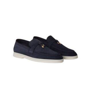 Loro Piana Summer Charms Walk Loafers Argo Blue Melange For Women - FAE5444 W948