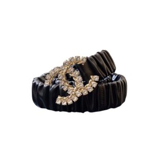 Chanel Twinkle Stone Interlocking C Buckle Belt Black For Women