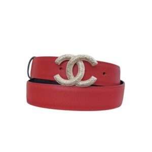 Chanel Attach Stone Metal CC Belt Red For Women