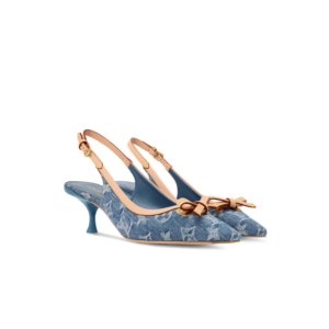 Louis Vuitton 6AM Slingback Pumps Blue Denim For Women 1AJKT1