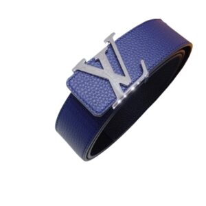 Louis Vuitton Silver Tone Buckle LV Iconic Belt Dark Blue For Women