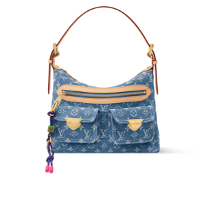 Louis Vuitton Baggy Shouder Bag 11.8in/ 30cm Blue Denim Gold Hardware For Women M27329