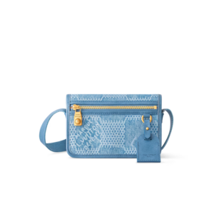 Louis Vuitton Bosphore Wearable Wallet Crossbody 7.5in/ 19cm Blue Gold Hardware For Men N00210