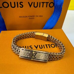 Alternative view of Louis Vuitton Monogram Chain Braided Bracelet Gold Hardware For Men