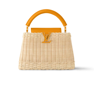 Louis Vuitton Capucines BB Top Handle Bag 10.6in/ 27cm Golden Yellow Rattan Gold Hardware For Women M24976
