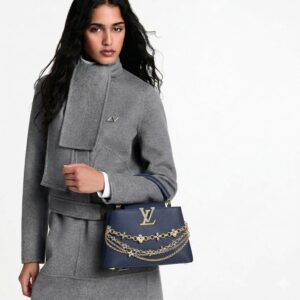 Alternative view of Louis Vuitton Capucines BB Top Handle Bag 10.6in/ 27cm Navy Blue Silver/ Gold Hardware For Women