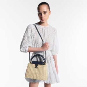 Alternative view of Louis Vuitton Capucines BB Top Handle Bag 10.6in/ 27cm Navy Rattan Gold Hardware For Women M14366
