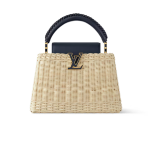 Louis Vuitton Capucines BB Top Handle Bag 10.6in/ 27cm Navy Rattan Gold Hardware For Women M14366