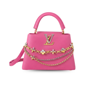 Louis Vuitton Capucines BB Top Handle Bag 10.6in/ 27cm Raspberry Silver/ Gold Hardware For Women