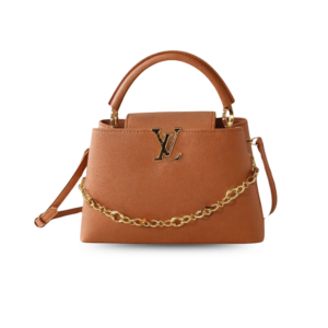 Louis Vuitton Capucines BB Top Handle Bag 10.6in/ 27cm Tan Gold Hardware For Women