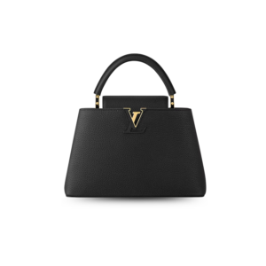 Louis Vuitton Capucines MM Top Handle Bag 12.2in/ 31cm Black Gold Hardware For Women M24727