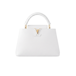 Louis Vuitton Capucines MM Top Handle Bag 12.4in/ 32cm White Gold Hardware For Women