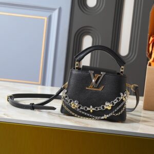 Alternative view of Louis Vuitton Capucines Mini Top Handle Bag 8.3in/ 21cm Black Silver/ Gold Hardware For Women