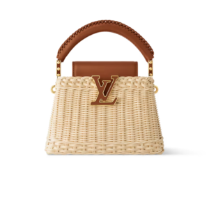 Louis Vuitton Capucines Mini Top Handle Bag 8.3in/ 21cm Brown Rattan Gold Hardware For Women M14365