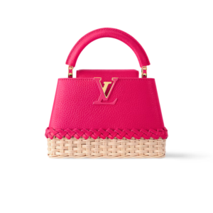 Louis Vuitton Capucines Mini Top Handle Bag 8.3in/ 21cm Magenta Rattan Gold Hardware For Women M24595