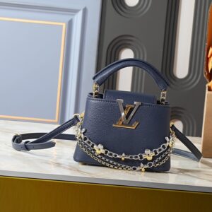Alternative view of Louis Vuitton Capucines Mini Top Handle Bag 8.3in/ 21cm Navy Blue Silver/ Gold Hardware For Women