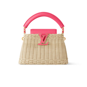 Louis Vuitton Capucines Mini Top Handle Bag 8.3in/ 21cm Pink Rattan Gold Hardware For Women M26005