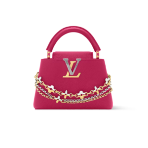Louis Vuitton Capucines Mini Top Handle Bag 8.3in/ 21cm Raspberry Silver/ Gold Hardware For Women M26507