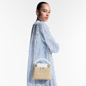 Alternative view of Louis Vuitton Capucines Mini Top Handle Bag 8.3in/ 21cm White Rattan Gold Hardware For Women M26004