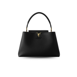 Louis Vuitton Capucines Souple MM Top Handle Bag 13in/ 33cm Black Gold Hardware For Women M14370