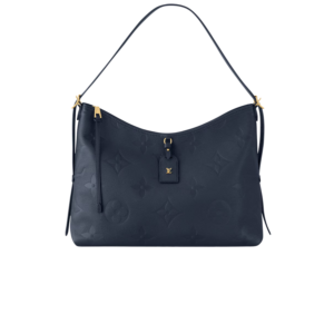 Louis Vuitton CarryAll MM Shoulder Bag 15in/ 39cm Monogram Empreinte Navy Blue Gold Hardware For Women M46669