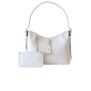 Louis Vuitton CarryAll PM Shoulder Bag 11.6in/ 29.5cm White Gold Hardware For Women