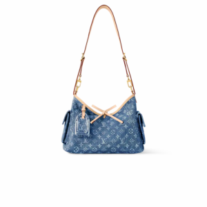 Louis Vuitton Carryall Cargo PM Shoulder Bag 13.2in/ 33.5cm Blue Denim Gold Hardware For Women M28287