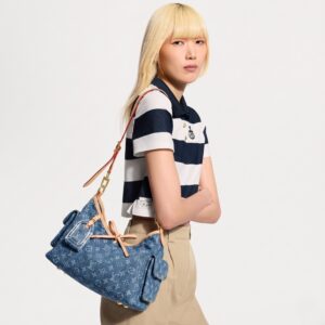 Alternative view of Louis Vuitton Carryall Cargo PM Shoulder Bag 13.2in/ 33.5cm Blue Denim Gold Hardware For Women M28287