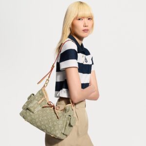 Alternative view of Louis Vuitton Carryall Cargo PM Shoulder Bag 13.2in/ 33.5cm Khaki Denim Gold Hardware For Women M27623