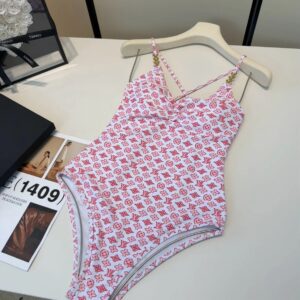 Alternative view of Louis Vuitton Chain Ruched One-Piece Swimsuit Pink/ Red Monogram For Women