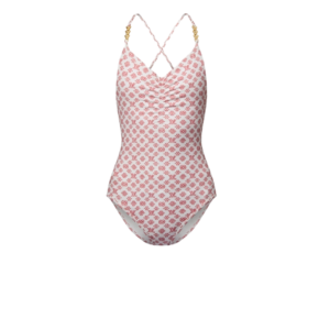 Louis Vuitton Chain Ruched One-Piece Swimsuit Pink/ Red Monogram For Women