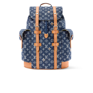 Louis Vuitton Christopher MM Backpack 17.3in/ 44cm Blue Monogram Flowers Denim Silver Hardware For Men M27554