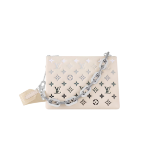Louis Vuitton Coussin PM Shoulder Bag 10.2in/ 26cm Cream/Gray Silver Hardware For Women M11986